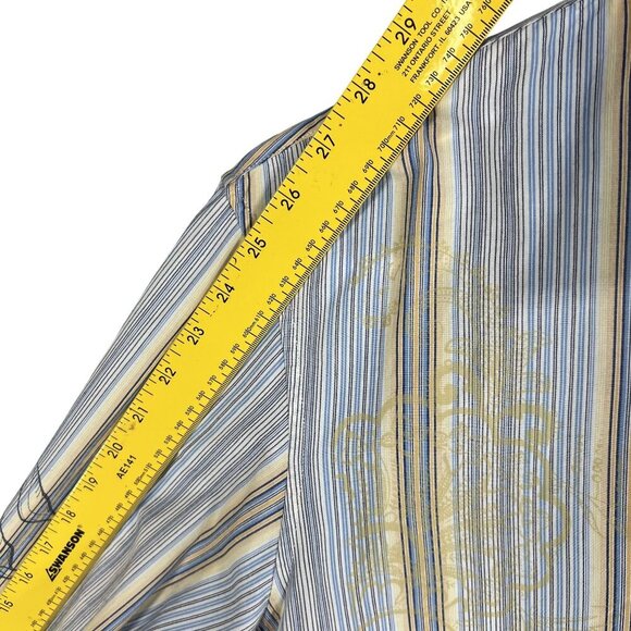 Tommy Bahama Mens L Indigo Palms Striped Front Back Graphic Button Up Shirt - Picture 11 of 15